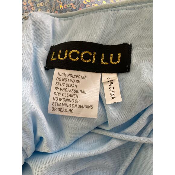 Lucci Lu Short Sequin Cocktail Dress with Lace Up Back 4138 - Picture 8 of 10